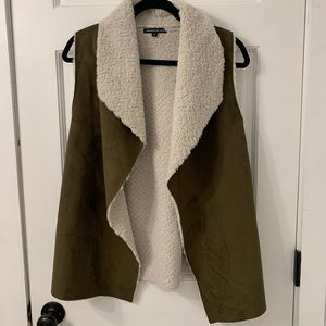 Olive Suede and Sherpa Vest